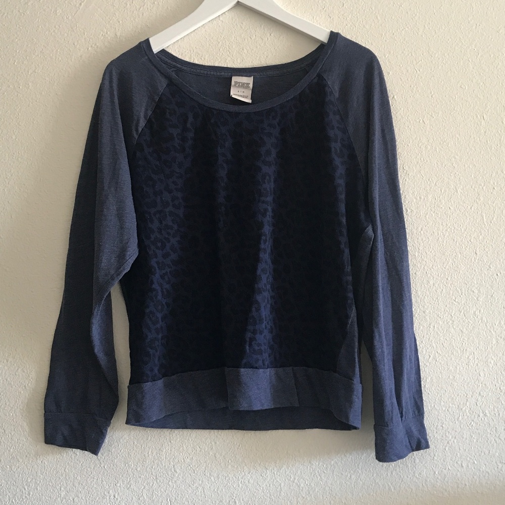 PINK Victoria's Secret Navy Blue Leopard Tee